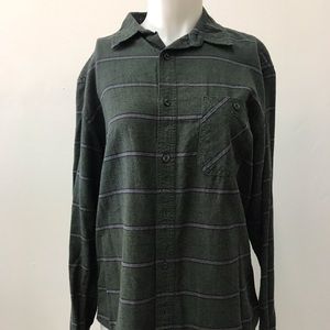 Hawk Green striped long sleeve button up